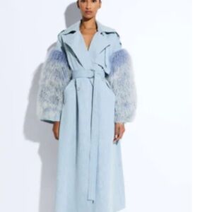 LAPOINTE
Washed Denim Double Breasted Trench With Shearling y